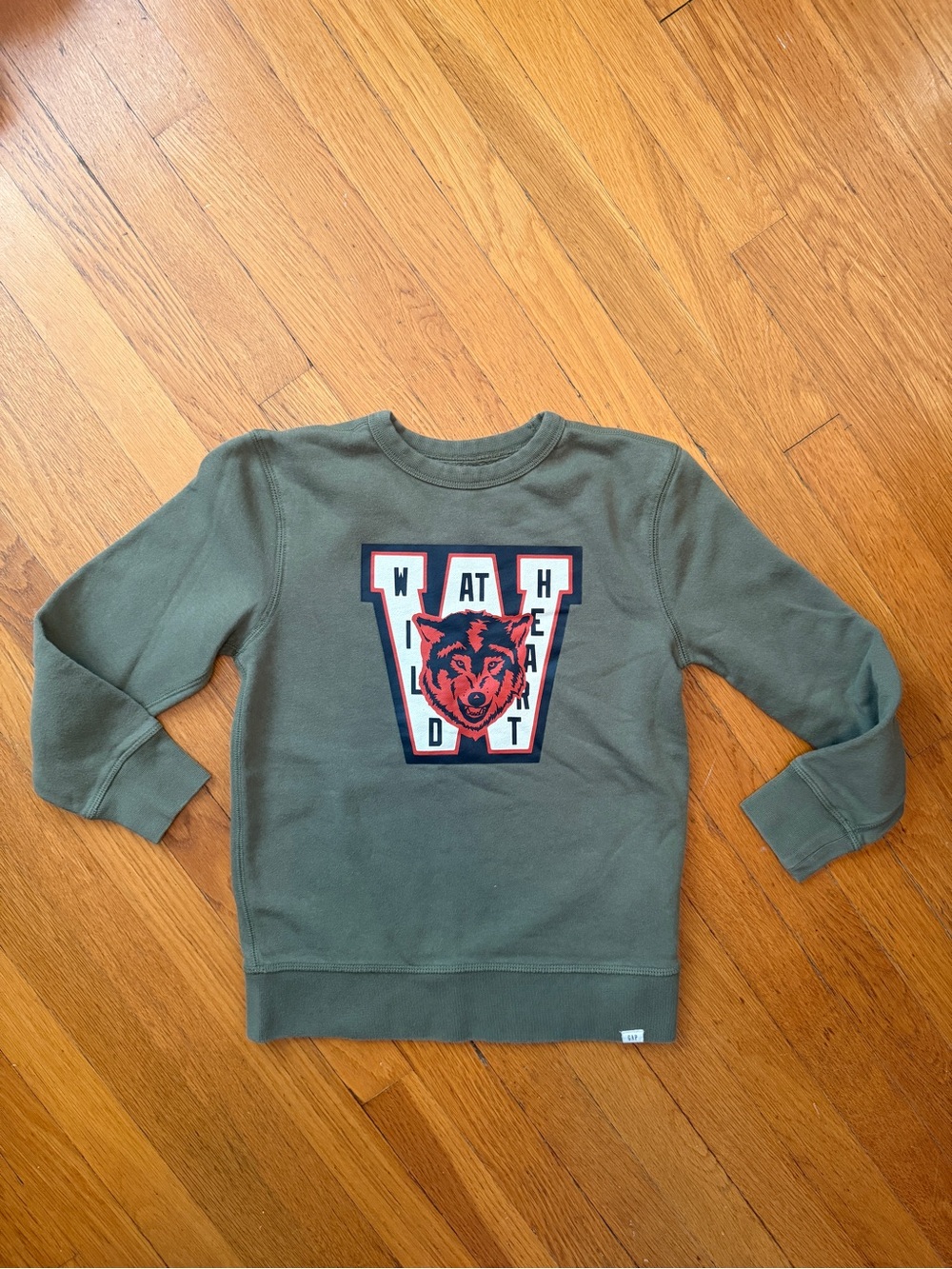 Gap kids green pullover wolf sweatshirt size medium (8)
